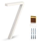 Número residencial YIPLED 7 branco em metal, 5" resistente às intempéries