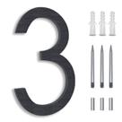 Números de casa BUTUNITA Modern 20cm Black Aluminium Number 3