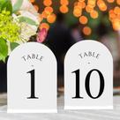 Números de mesa JOYIT Arch Acrylic 1-10 com suportes de 5 x 7 polegadas e 10 unidades