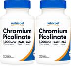 Nutricost Cromo 1000mcg, 240 Comprimidos - Sem Glúten, Não-OGM (Pacote com 2)