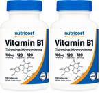 Nutricost Vitamina B1 100 mg 120 Cápsulas Libre de Gluten Paquete de 2 Nutricost Vitamina B1 100 mg 120 Cápsulas Libre de Gluten Paquete de 2