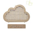 Nuvem Porta Maternidade com Nome Personalizado em MDF 23x35 cm