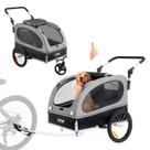 O trailer de bicicleta para cães VEVOR suporta 40 kg dobrável em preto/cinza