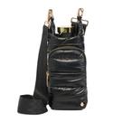 O WanderFull Original HydroBag serve para porta-garrafas de água de até 32 onças com alça Bolsa tiracolo para garrafas de água sem usar as mãos com bolso para telefone, essencial para o Dia das Mães preta