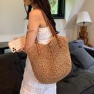 O0201-Bolsa Feminina Tote Bag Crochê Luxo Grande Sacola 4o2801