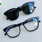 Óculos 2 em 1 Clip On Acetato Quadrado Azul Duo