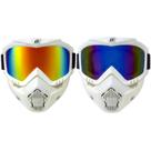 Óculos Birdz Eyewear Skylark White TPU para motocicleta e óculos removíveis, 2 pares com lentes espelhadas ReflecTech vermelhas e azuis