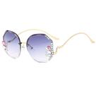 Óculos com gradiente de strass, lente cinza-rosa, moldura dourada