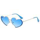 Óculos com moldura de metal em forma de coração Óculos de festa com lente azul