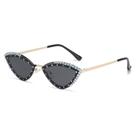 Óculos de festa de strass Cat Eye com lentes cinza