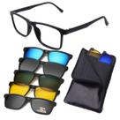 Óculos de Grau Armação Clip On 6x1 de Sol Quadrado Masculino Polarizado Uv Troca Lentes Encaixe Imã Óculos de Grau Armação Clip On 6x1 de Sol Quadrado Masculino Polarizado Uv Troca Lentes Encaixe Imã