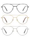 Óculos de leitura AMOMOMA Retro Aviator Blue Light Block, pacote com 3