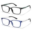 Óculos de Leitura EYEREZI Quadrado TR90 com Filtro de Luz Azul 1,5x Pacote com 2
