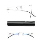 Óculos De Leitura Masculinos De Metal Quadrados Sem Aro Anti-luz Azul Com Lentes Para Presbiopia +4