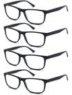 Óculos de leitura OLOMEE Oversized Large Square 2.75 pretos, pacote com 4 Óculos de leitura OLOMEE Oversized Large Square 2.75 pretos, pacote com 4