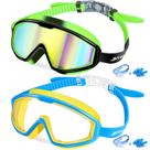 Óculos de natação Freela Kids de 3 a 15 anos com proteção UV preto/verde/azul