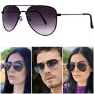 Óculos De Sol Aviador 3025 3026 Clássico Unissex Preto Fume Degrade UV400