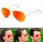 Óculos De Sol Aviador 3025 3026 Dourado Laranja Espelhado Moderno Estiloso UV400 Lente Cristal Óculos De Sol Aviador 3025 3026 Dourado Laranja Espelhado Moderno Estiloso UV400 Lente Cristal