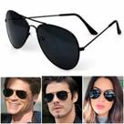 Óculos De Sol Aviador Clássico Preto Preto Moda Verão Uv400 Lente Cristal