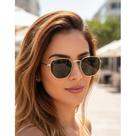Óculos De Sol Casual Praia Unissex Hexagonal Uv Dourado e preto Dourado Dourado