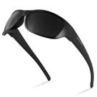 Óculos de sol esportivos polarizados DEAFRAIN para homens e mulheres pretos