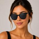Óculos De Sol Feminino Moda Vintage Retrô Lançamento + Case Preto Preto Óculos De Sol Feminino Moda Vintage Retrô Lançamento + Case Preto Preto
