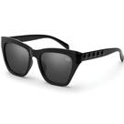 Óculos de Sol Feminino Moderno Preto Brilhante Lente Com Proteção UV 400 Polarizada Visão Confortável Formato Gatinho Tamanho Grande Casual VH 2821