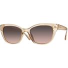 Óculos de Sol Feminino Mulher Elegante Formato Gatinho Armação Marrom Claro Transparente Lente Marrom Filtro Polarizado Proteção UV400 Village 6174