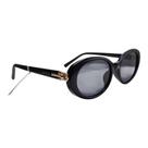 Óculos de Sol Feminino Oval Preto Brilhante Elegância e Proteção UV TRI3645 C1