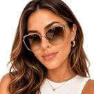 Óculos De Sol Feminino Oversized Quadrado Com Proteção Uv400 Marrom