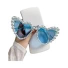 Óculos De Sol Femininos Com Armação Grande Em Formato De Coração E Pérolas Incrustadas Perfeitos
