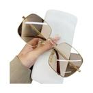 Óculos De Sol Femininos Oversize De Luxo Com Armação Grande De Metal UV400 Design Clássico De Marca