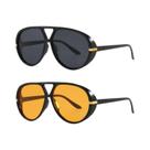 Óculos De Sol Femininos Oversized Com Armação Oval UV400 Estilo Vintage Punk Com Barra Dupla Para