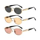 Óculos De Sol Femininos Retrô Com Armação Oval UV400 - Conjunto De 3 Peças - Óculos De Sol De Metal