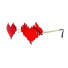 Óculos de sol Flame Heart Rimless Red Lens, óculos de festa modernos