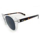 Óculos de sol HD Round Hastap armação transparente hastes animal print lentes proteção UV
