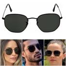 Óculos De Sol Hexagonal Clássico Preto Unissex Moda Casual Esportivo Lente Cristal UV400