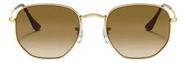 Óculos De Sol Hexagonal Dourado Lentes Marrom Antiriscos Degrade Cristal Prot.uv400 - VISAOTICA