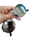 Óculos De Sol Hexagonal Prata Espelhado Armação Metal Lentes Cristal Uv400