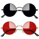 Óculos de sol Joopin Hippie redondos polarizados preto/vermelho UV400 Óculos de sol Joopin Hippie redondos polarizados preto/vermelho UV400