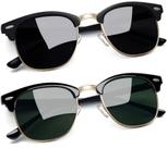 Óculos de sol Joopin pretos semi aros e verdes polarizados UV400 Óculos de sol Joopin pretos semi aros e verdes polarizados UV400