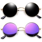 Óculos de sol Joopin redondos polarizados UV400 Steampunk preto/roxo