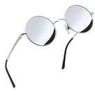 Óculos de sol Joopin Small Round Silver Mirror Polarized UV400