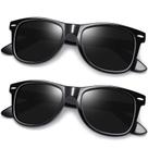 Óculos de sol Joopin Square Polarized UV400 Shiny Black (pacote com 2)