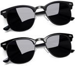 Óculos de sol Joopin Trendy Semi Rimless, todos pretos, polarizados
