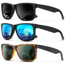 Óculos de sol KALIYADI Polarized UV400 Classic Matte Black, pacote com 3