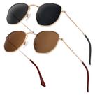 Óculos de sol KALIYADI Square Polarized UV400 Metal Frame, pacote com 2
