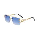 Óculos De Sol Leopard Sem Aro Com Gradiente UV400, Ponte Dupla, Modernos, De Metal, Com Lentes