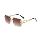 Óculos De Sol Leopard Sem Aro Com Lentes Gradientes UV400, Ponte Dupla, Estilo Fashion, Metal, Óculos De Sol Leopard Sem Aro Com Lentes Gradientes UV400, Ponte Dupla, Estilo Fashion, Metal,
