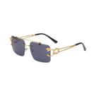 Óculos De Sol Leopard Sem Aro Com Lentes Gradientes UV400, Ponte Dupla, Estilo Fashion, Metal,